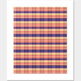 Sunset and Sunrise Aesthetic Calan 2 Hand Drawn Textured Plaid Pattern Posters and Art